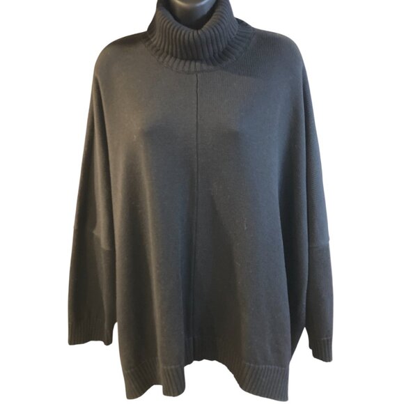 Eskandar Black Sweater 100% Merino Wool Unisex Pullover Turtleneck O/S - Picture 1 of 5